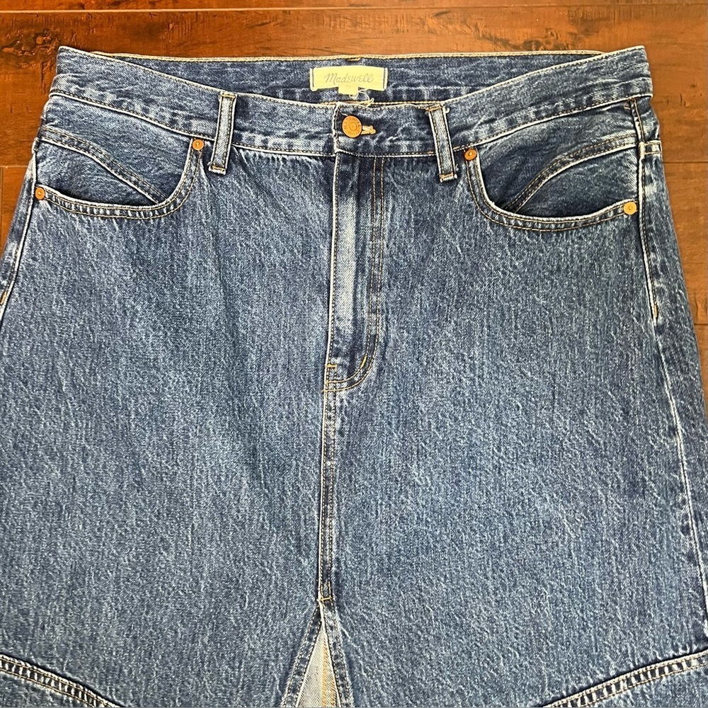 MADEWELL Denim Mid Rise Maxi Jean Skirt Pineland Wash Size 32 - Picture 5 of 12